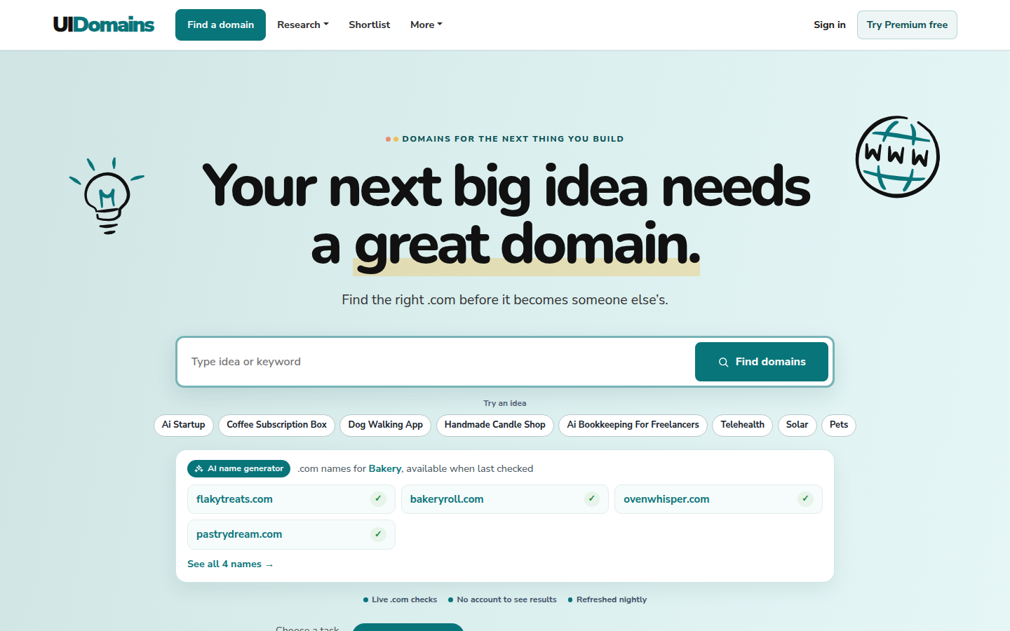 UIDomains website preview