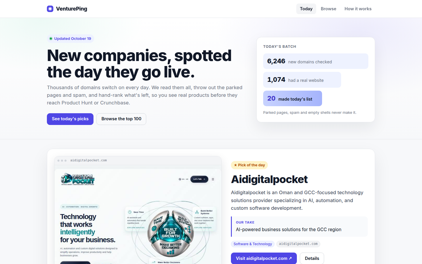 VenturePing website preview